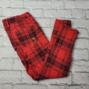 Princess Vera Wang Red Plaid Ankle Jeans
